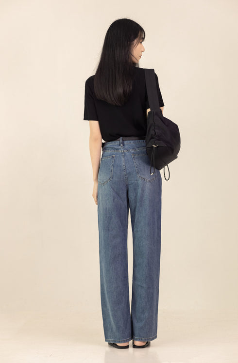 CAPRI DENIM STRAIGHT LEG PANTS